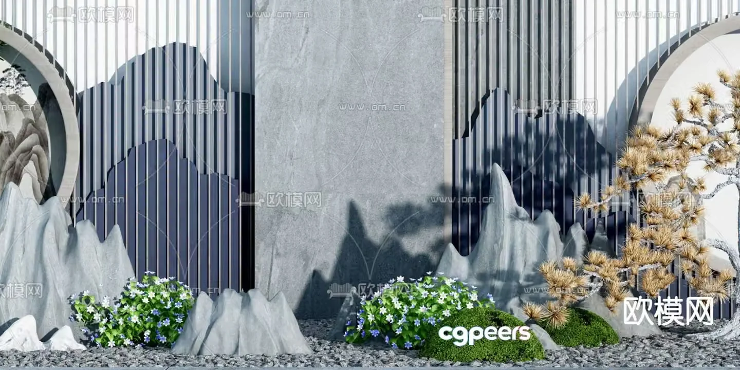 Chinese rockery sketch micro terrain 3D model