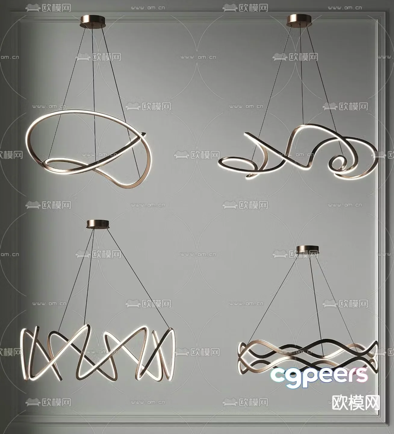 Ring chandelier hall chandelier 3d model