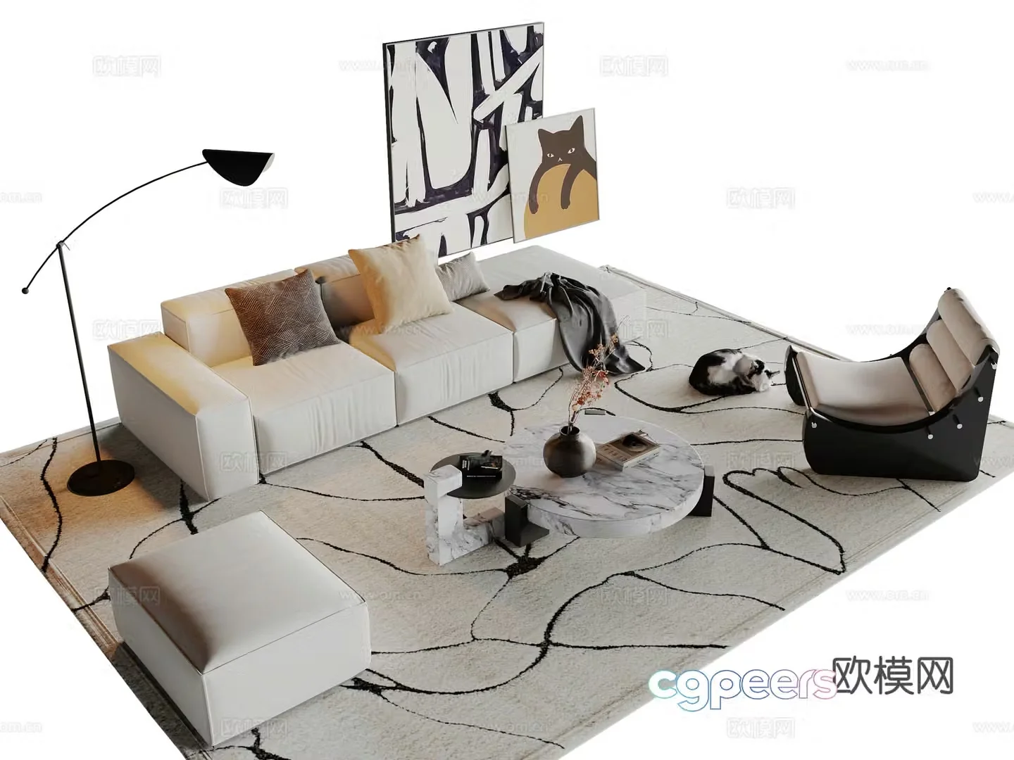 Modern sectional sofa 3d model