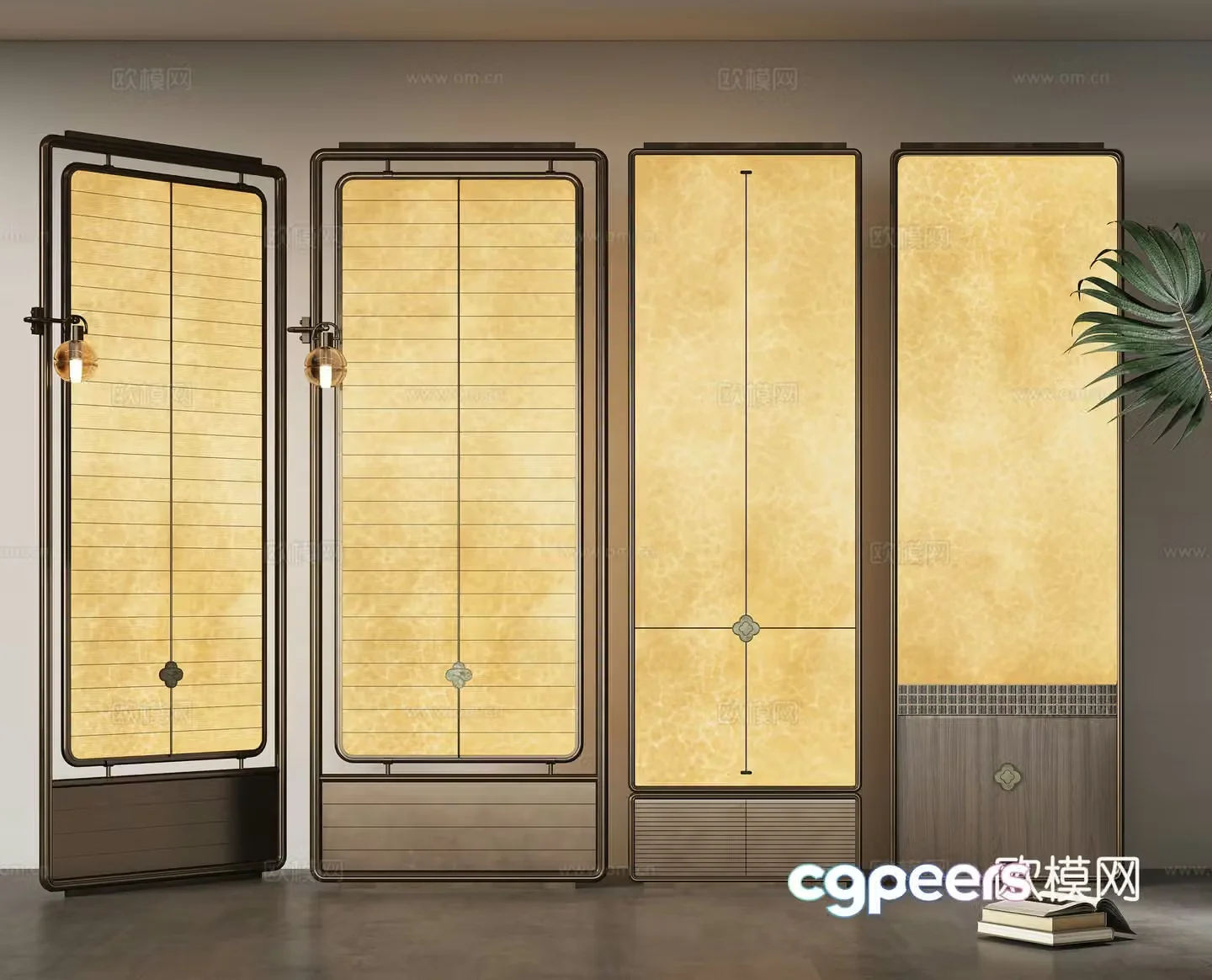 New Chinese translucent stone screen 3D model