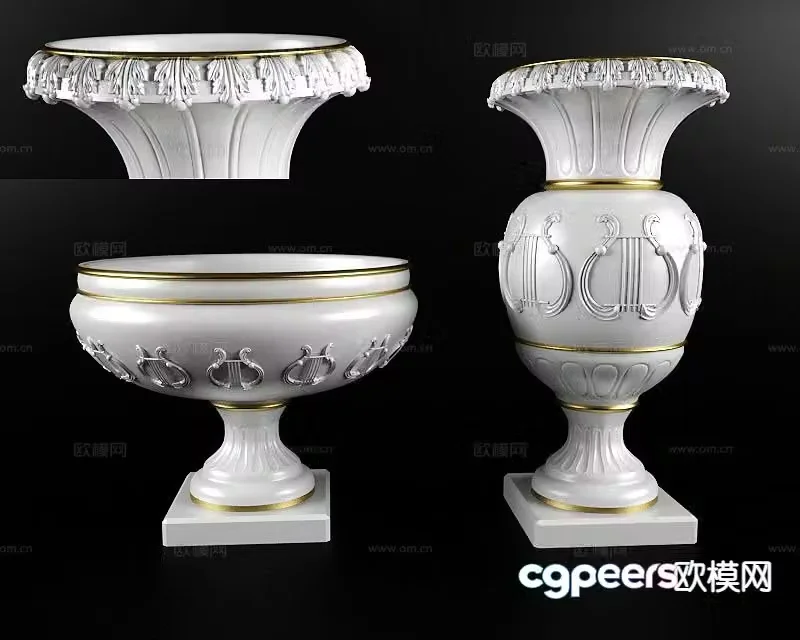 European flower pot flower bowl 3D model