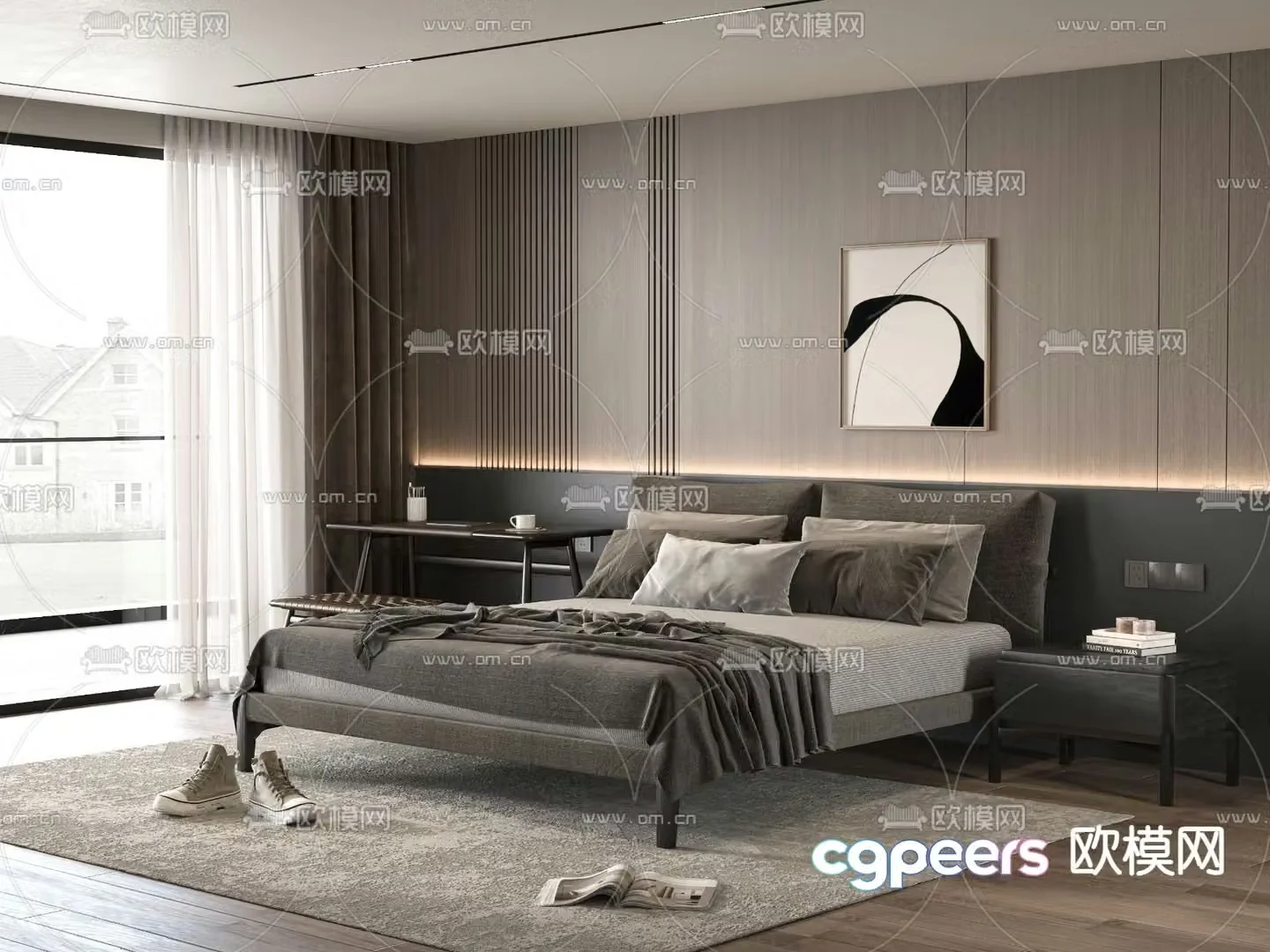 Minotti double bed 3d model