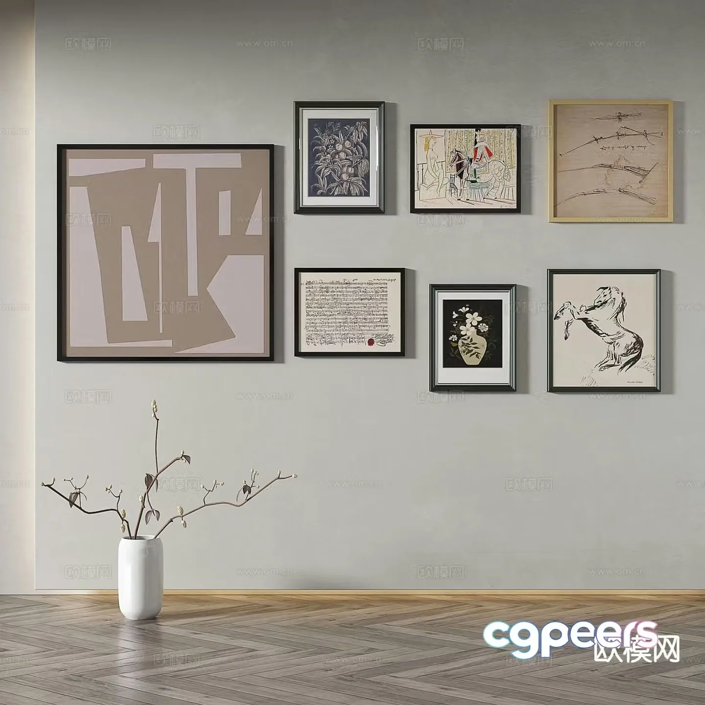 Modern abstract painting art painting decorative painting 3d model