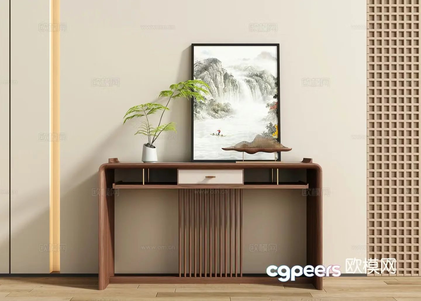 New Chinese style entrance hall 3D model