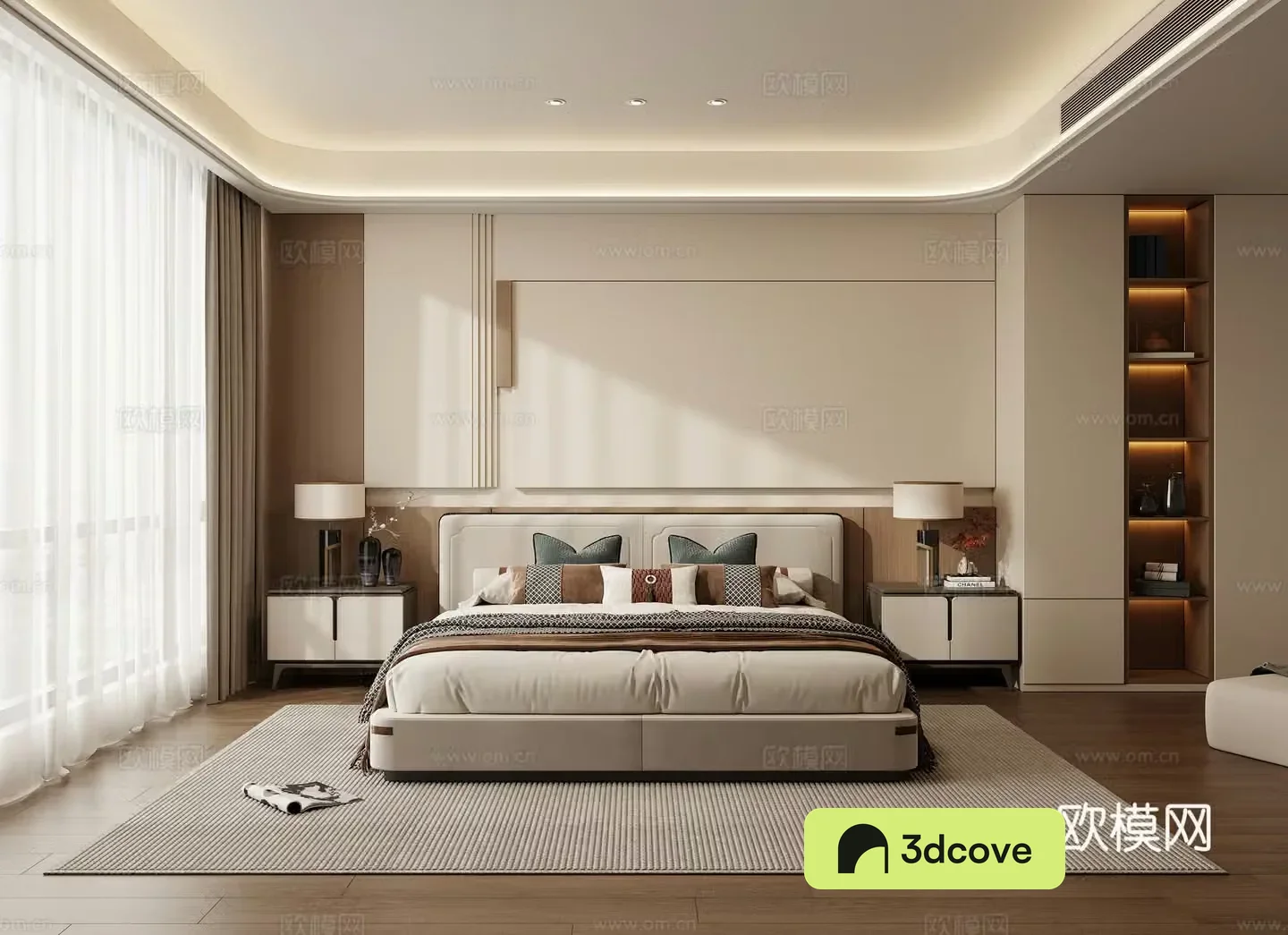 New Chinese-style Zen bedroom double bed master bedroom second bedroom