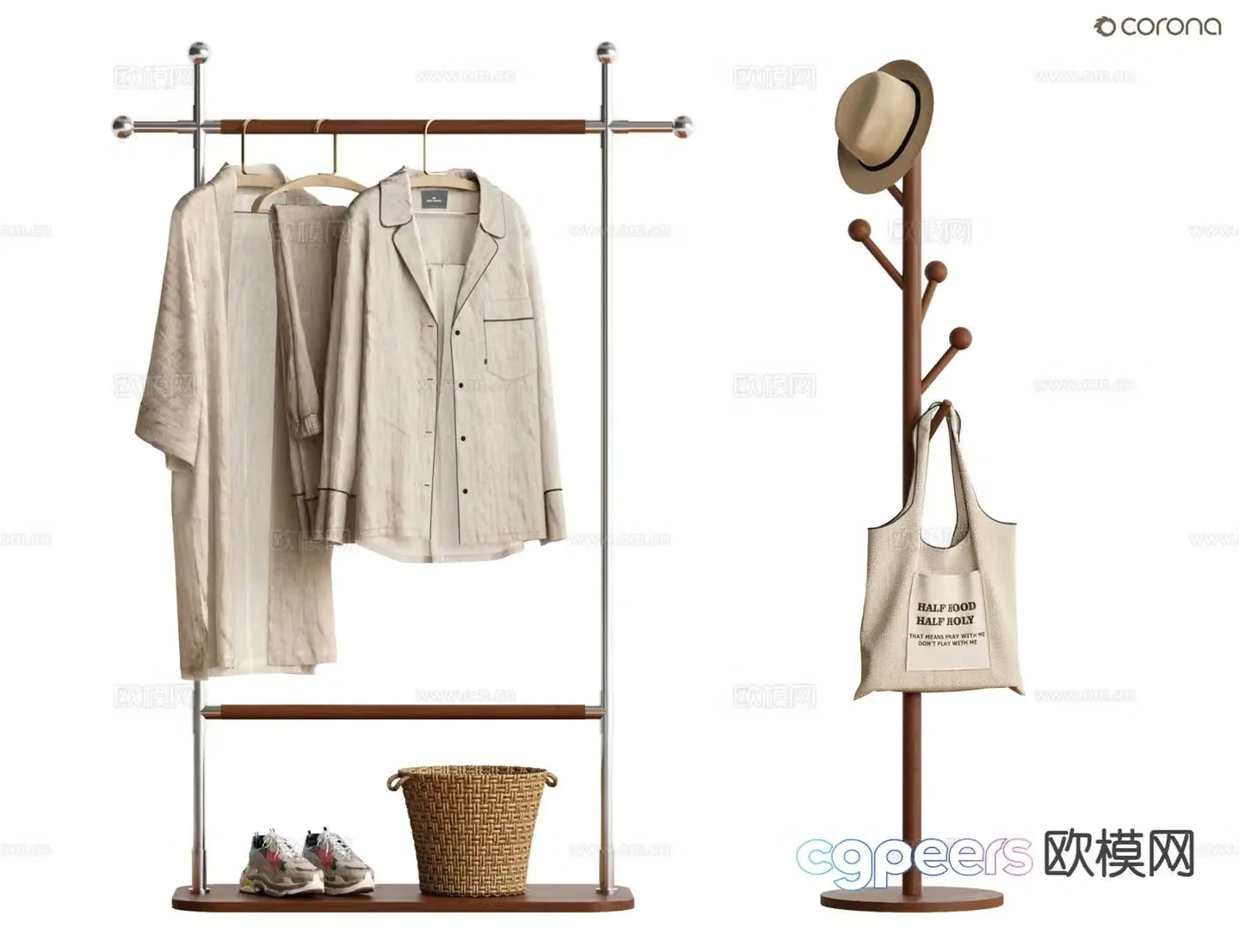 Floor coat rack coat rack 3d model