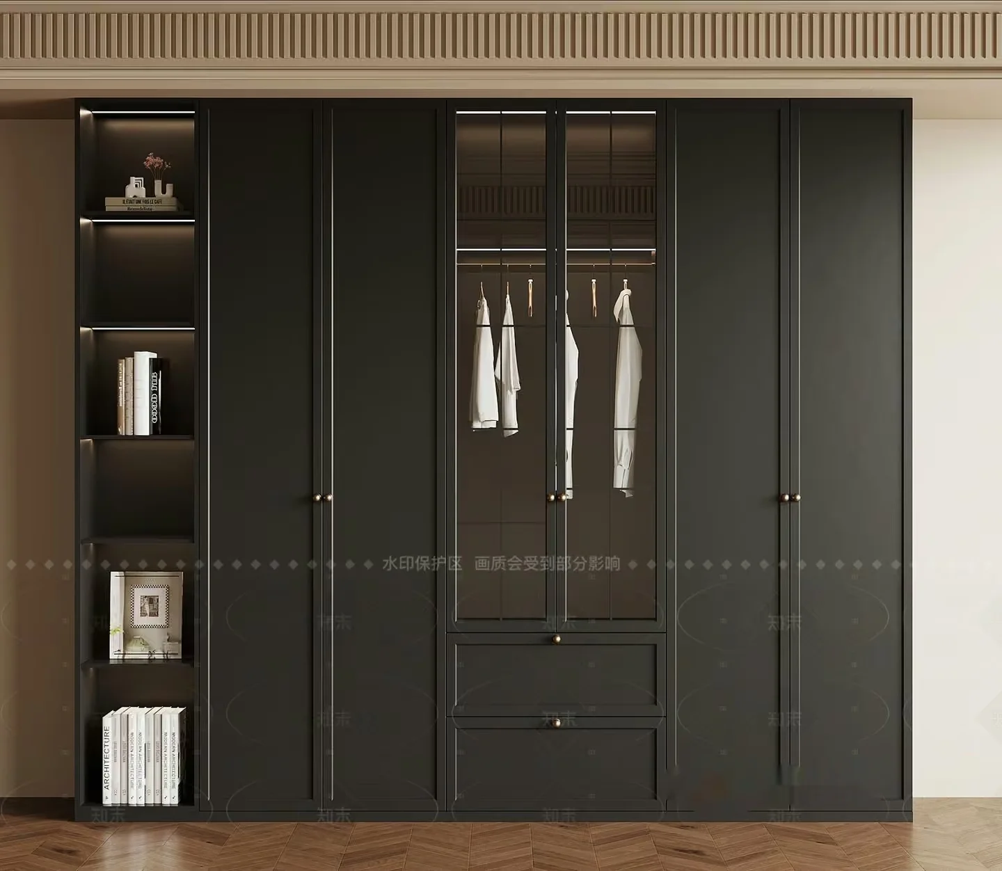 Modern Black Wardrobe 3D Model – 189 – VRAY Render