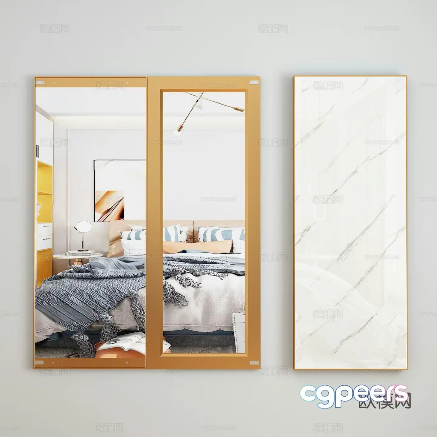 Modern folding full-body mirror 3d model