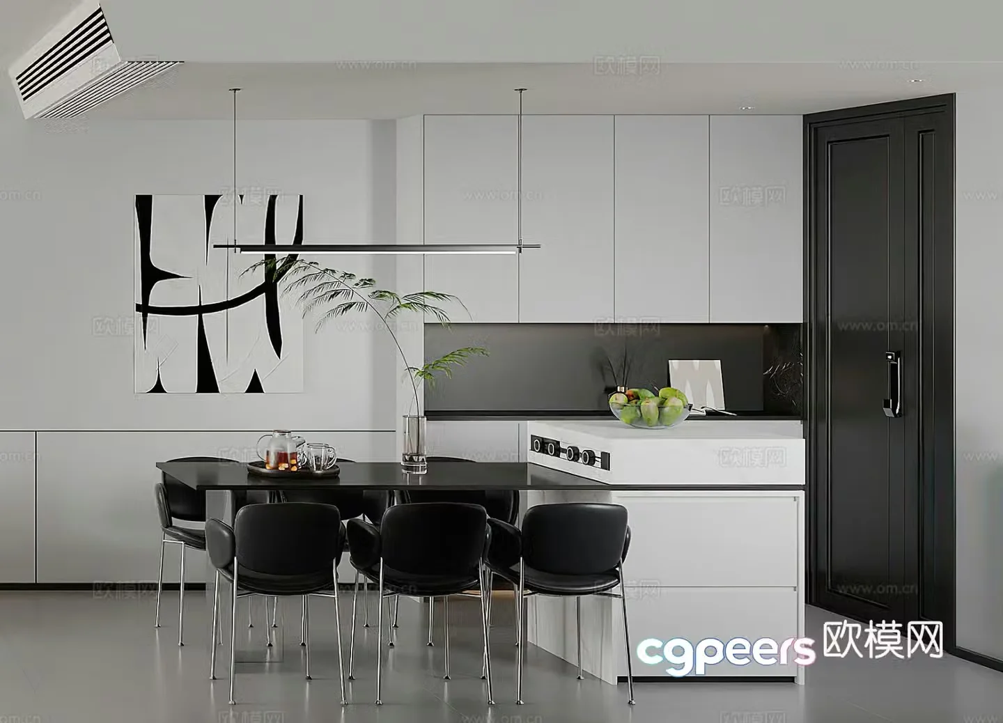 Modern restaurant island modern living restaurant simple minimalist entrance door shoe cabinet wine cabinet 3d model