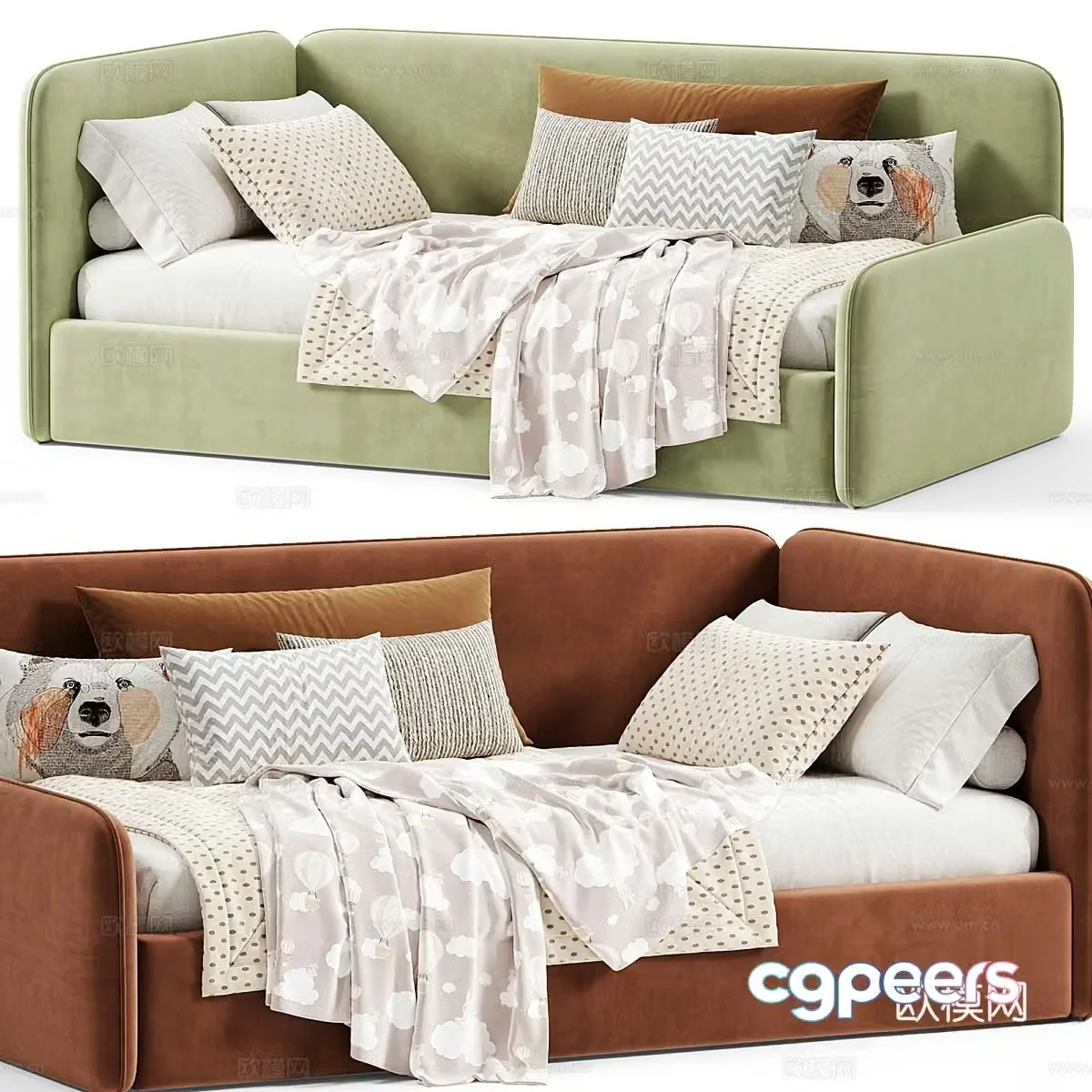 Modern children’s bed sofa bed 3d model