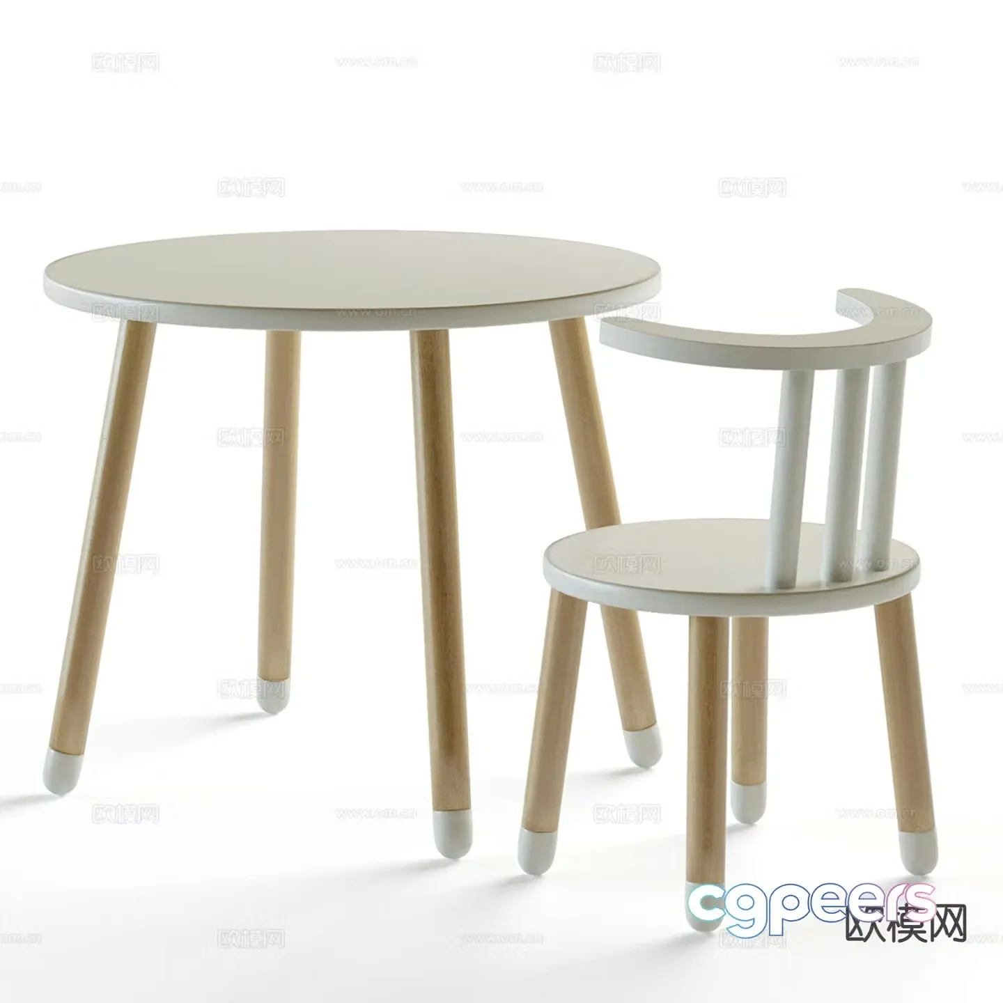 Modern children’s table and chairs round table 3d model