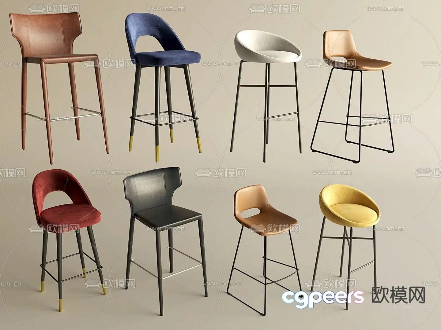 Modern bar chair high chair 3d model
