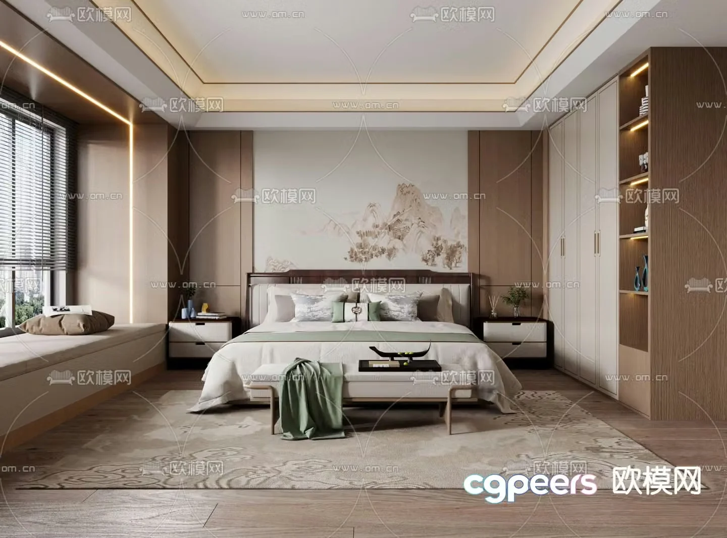 New Chinese style bedroom Master bedroom Master room 3D model