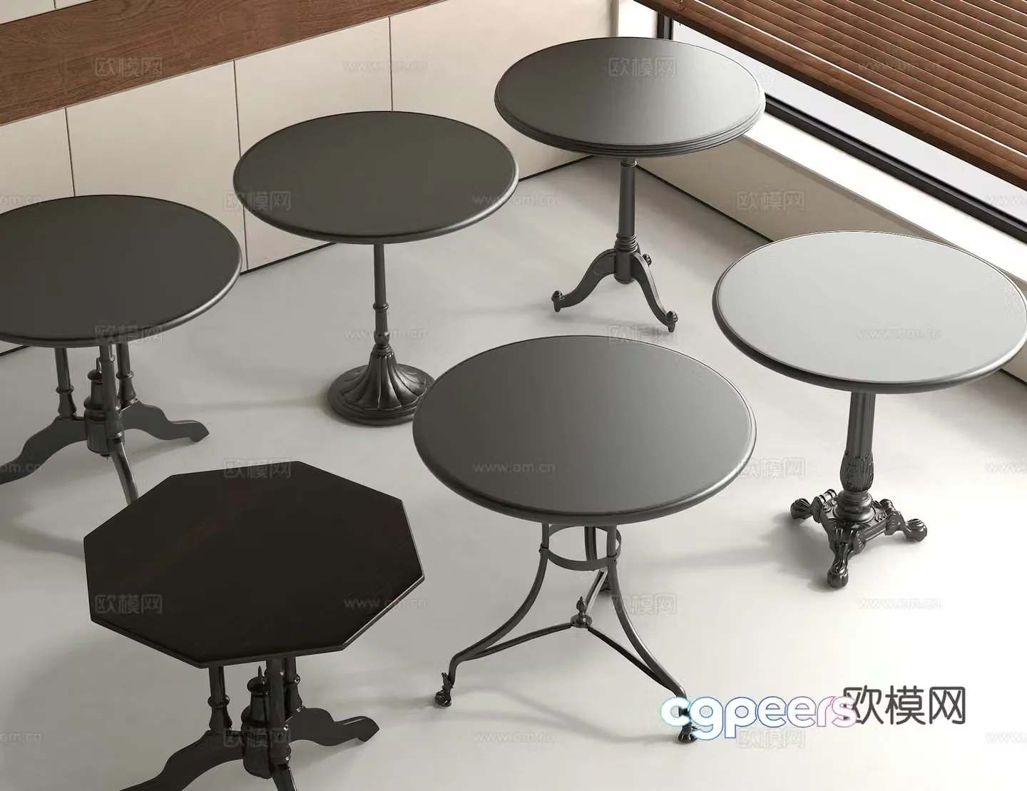 Round table dining table round table restaurant table 3d model