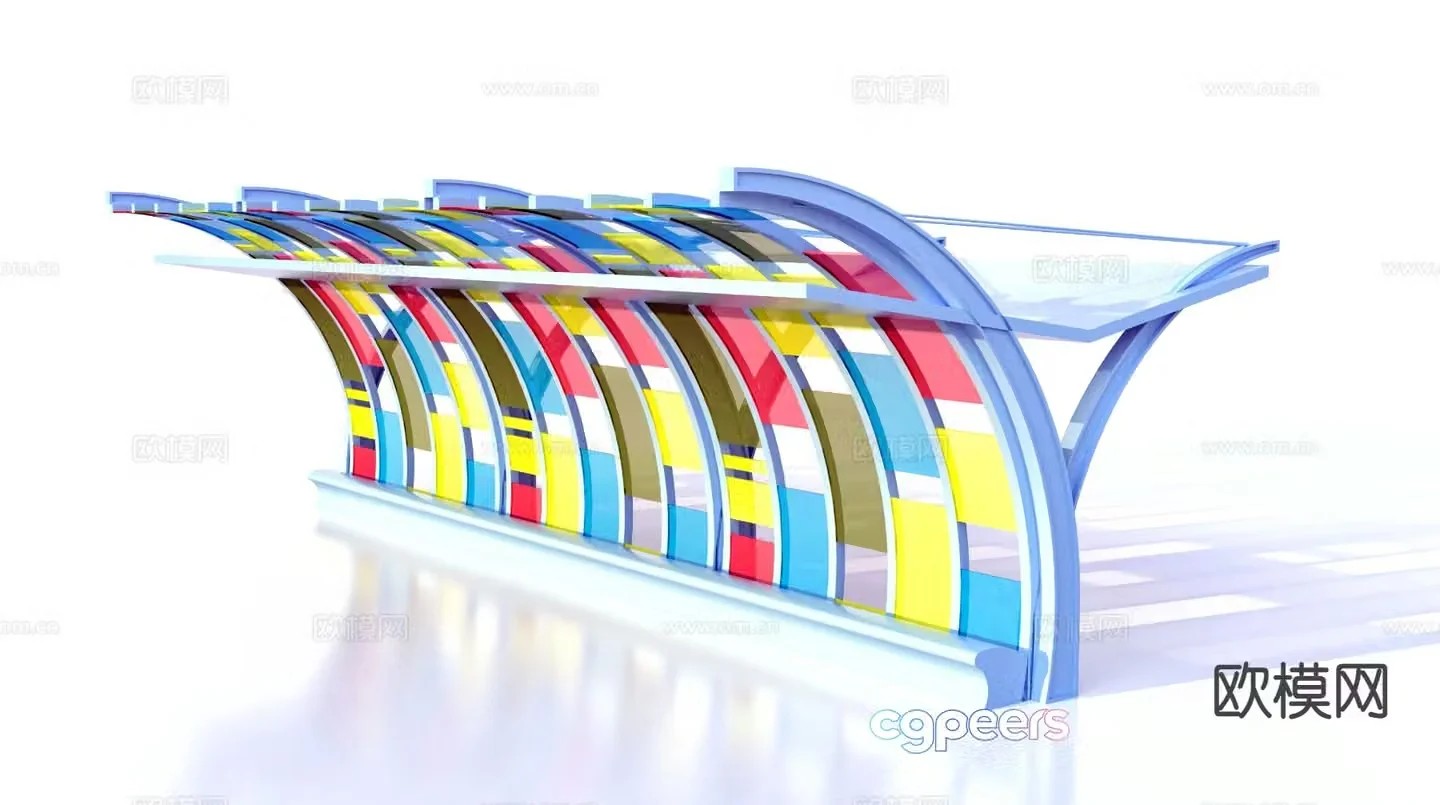 Stained glass gallery platform shelf 3d model