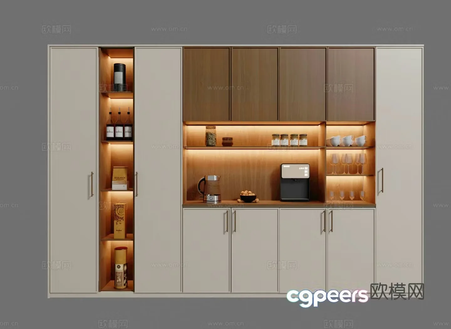 French medieval style wine cabinet 3D model