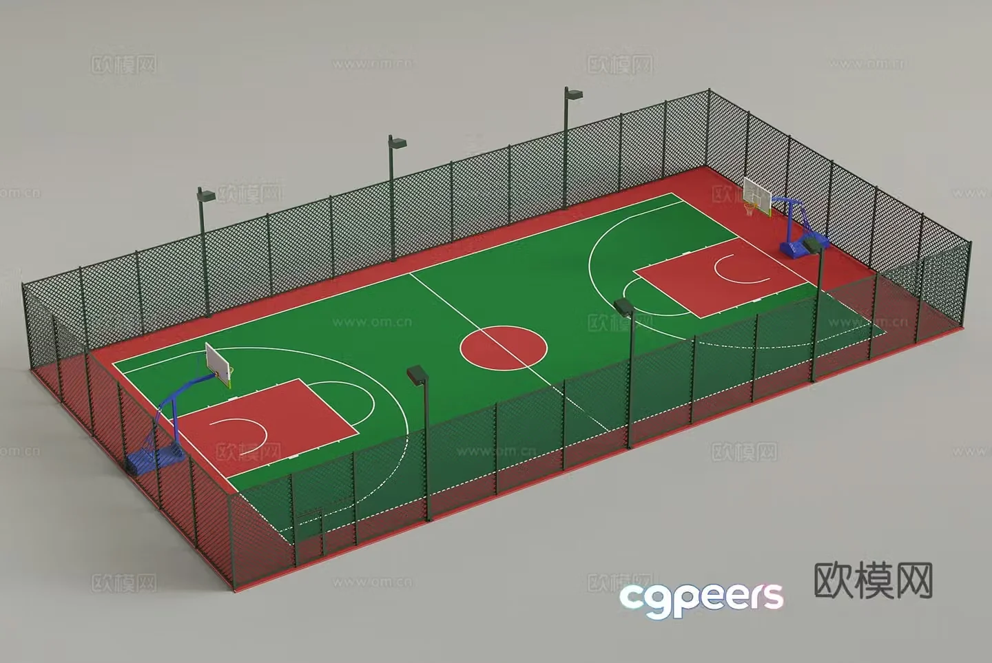 Modern basketball court 3d model