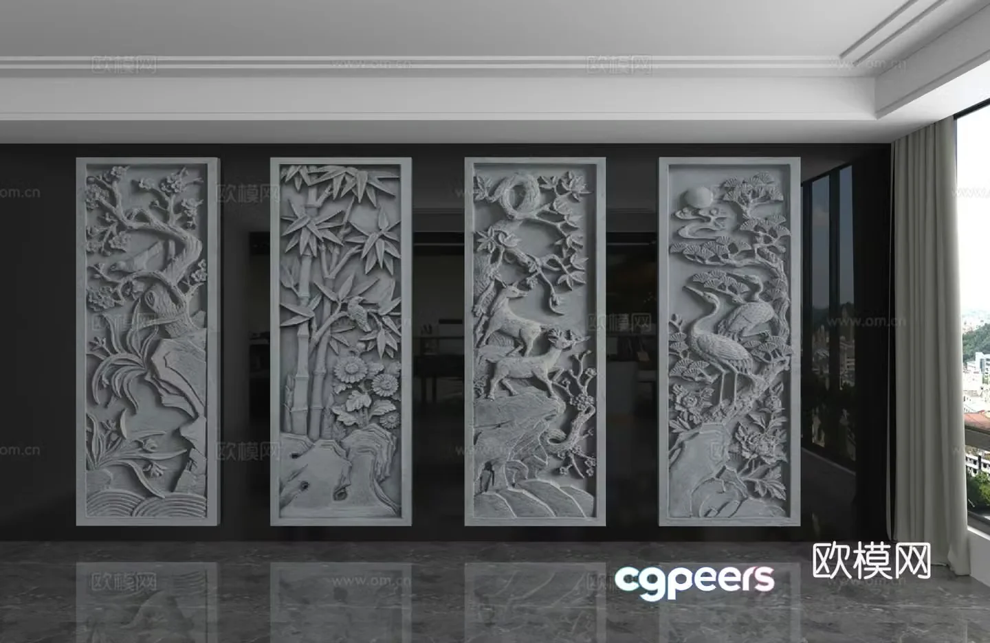 Modern background wall 3d model