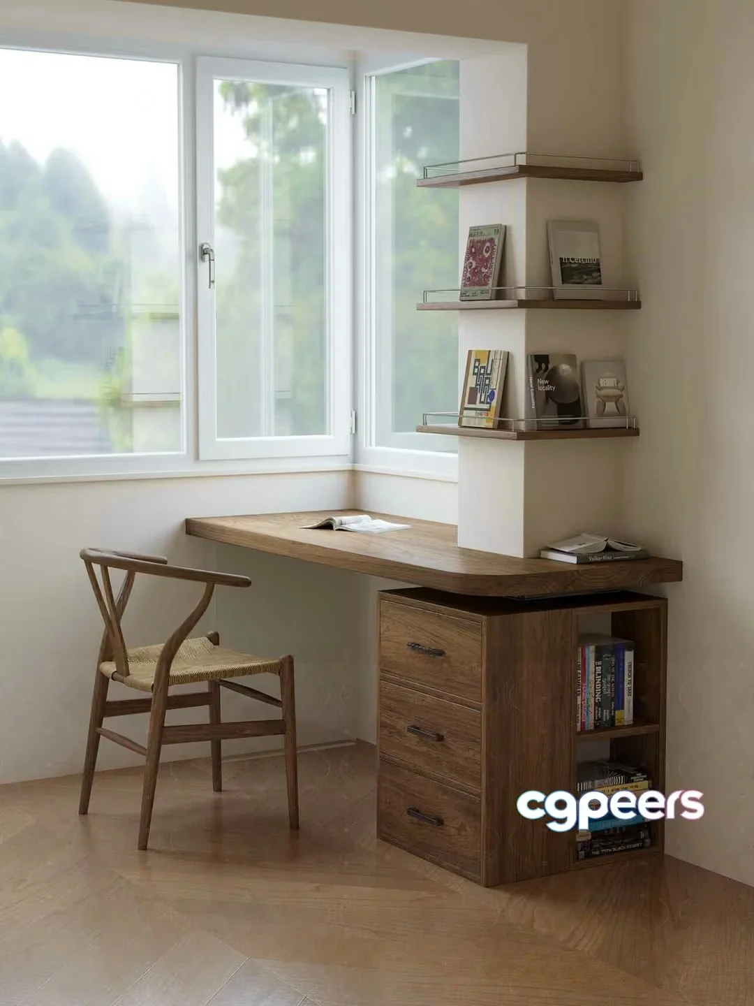 Modern Wooden Desk 3D Model – 18167 – VRAY Render