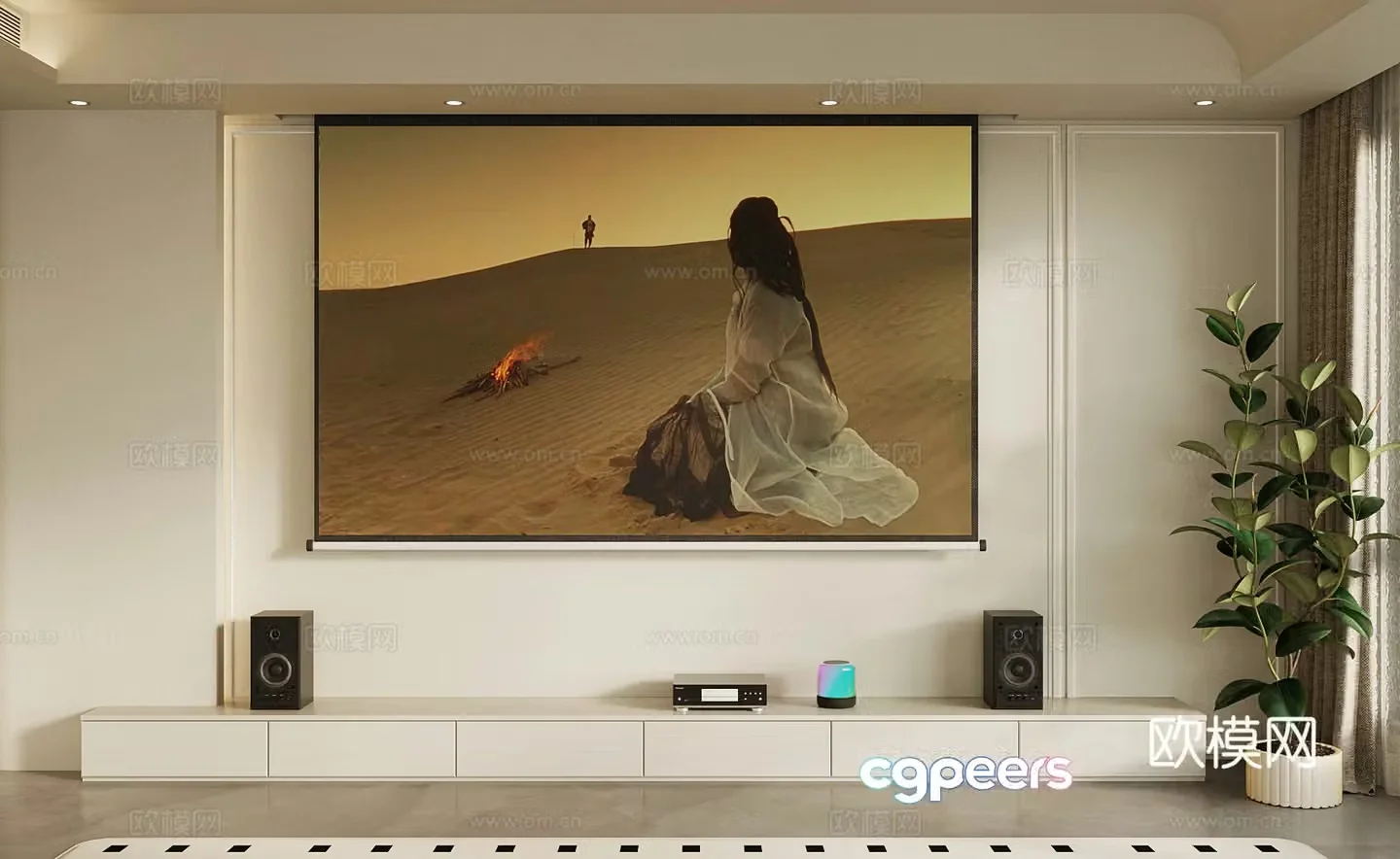 Modern projection screen audio 3d model