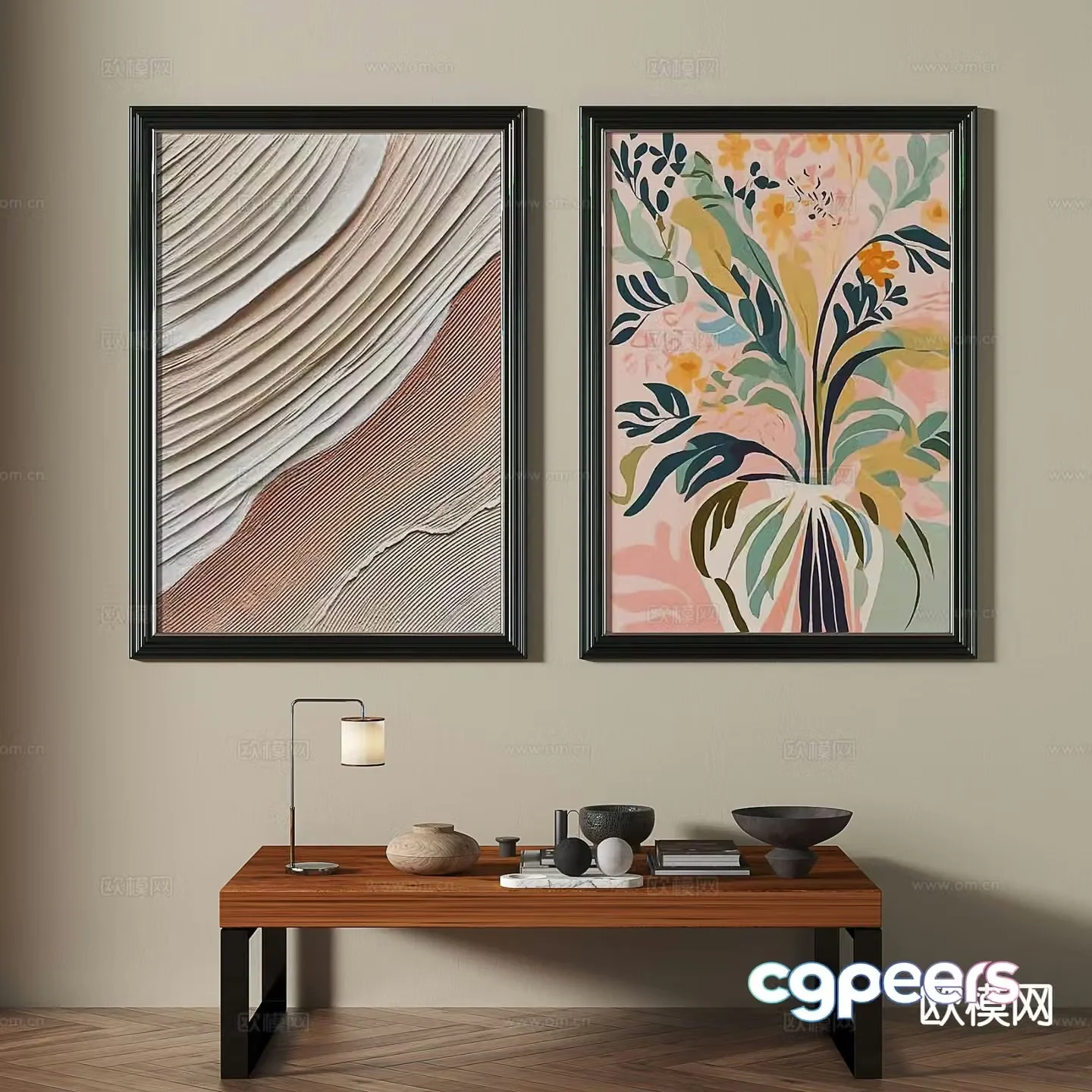 French retro painting texture painting decorative painting 3d model