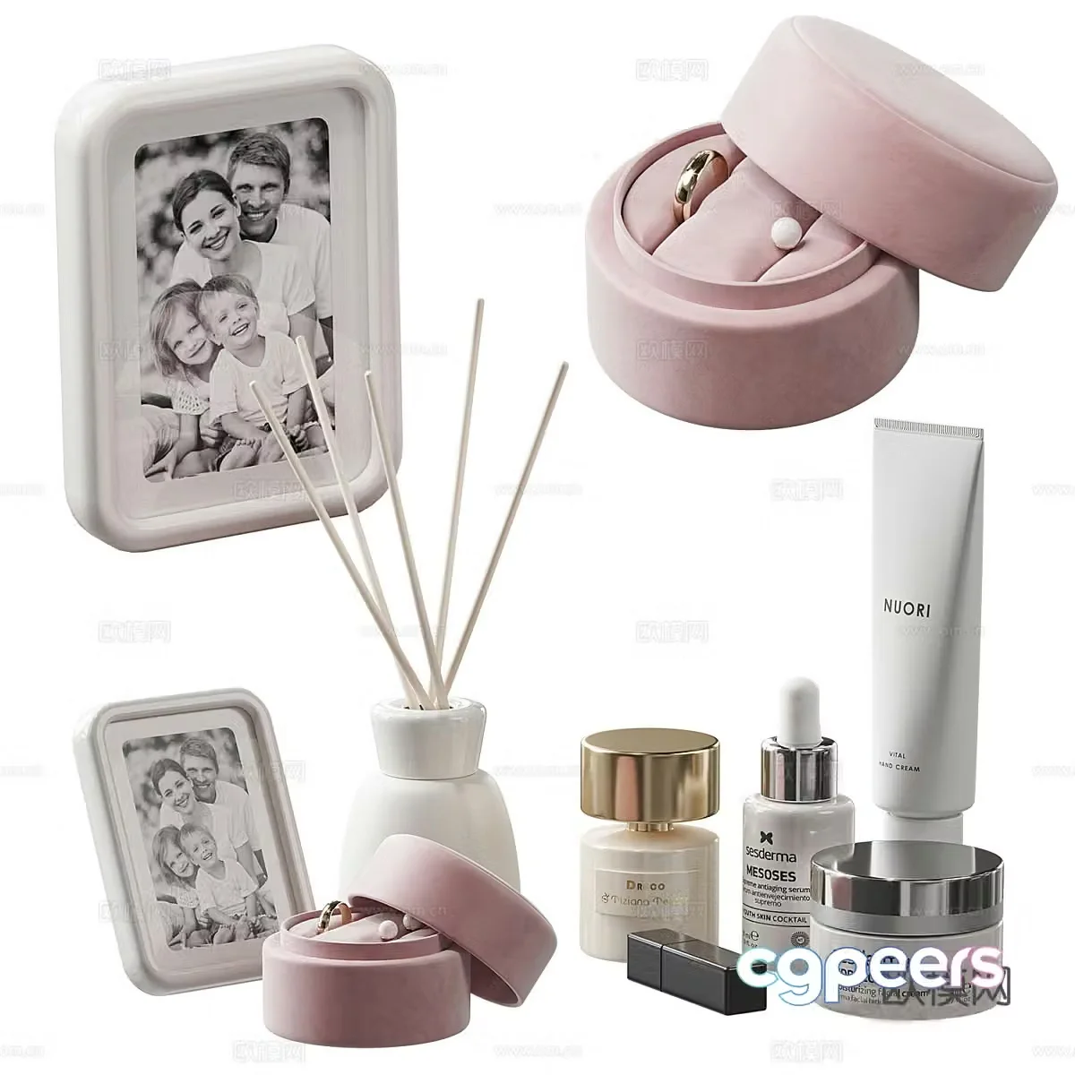 Dressing table decoration decoration bedroom decoration bedside table decoration toilet supplies ring box 3d model
