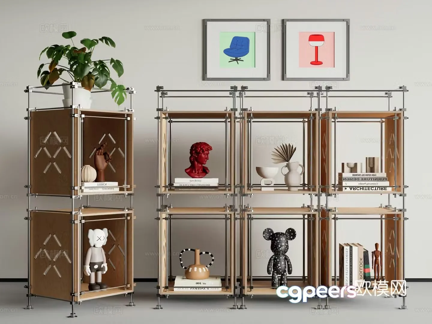Modern storage rack Metal storage rack Cross optical axis Aluminum profile Ocean board 3D model