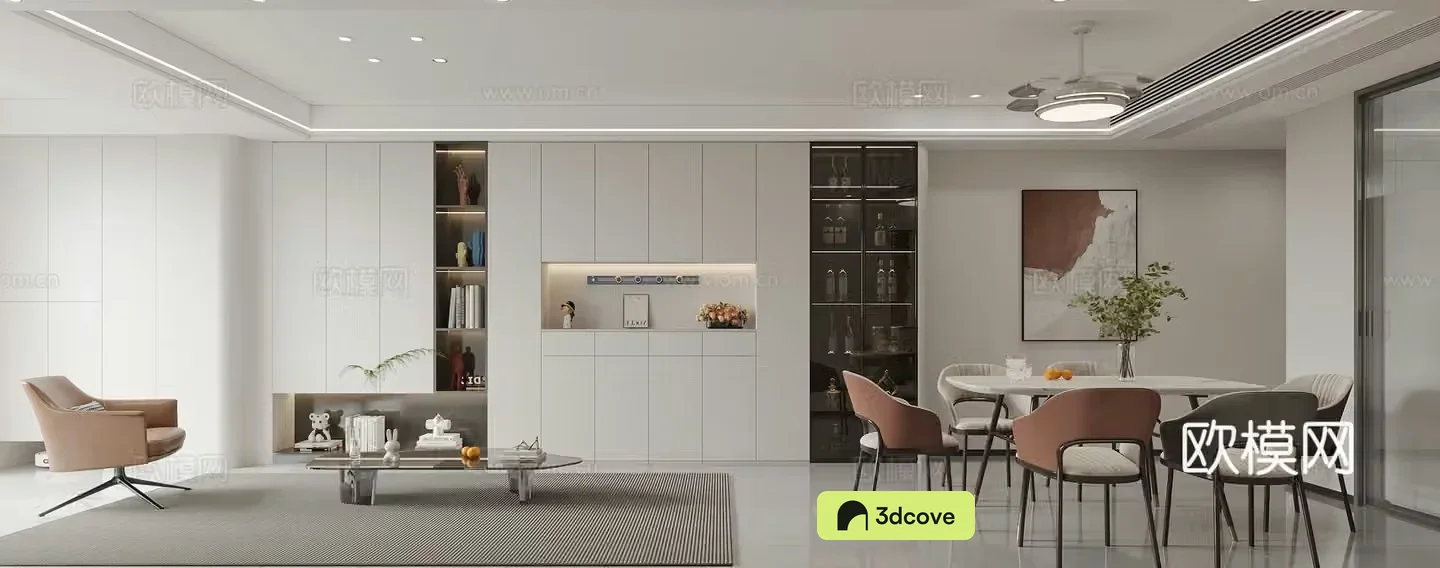Modern living and dining room