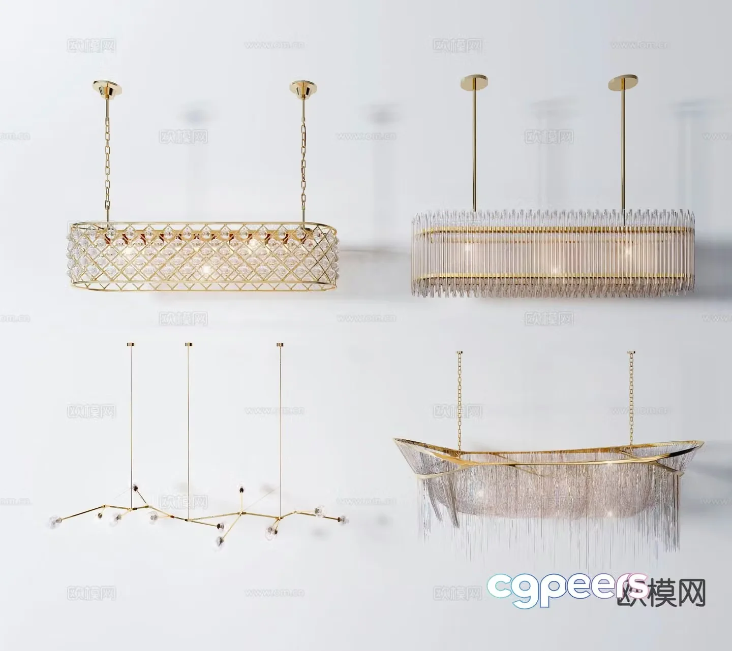Light luxury chandelier lobby chandelier 3d model