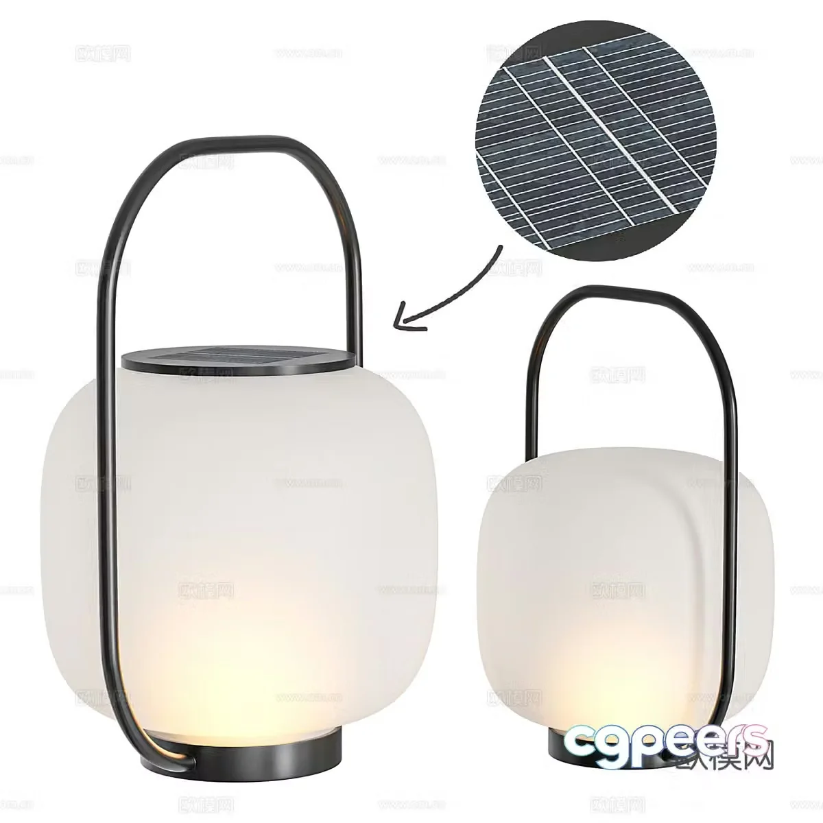 Modern waterproof portable LED rechargeable solar outdoor floor lamp 3d model