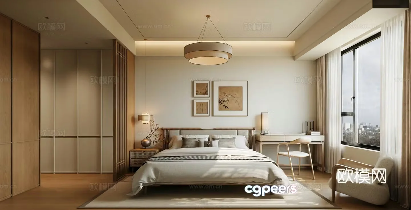 New Chinese Zen Song style bedroom Song aesthetic bedroom 3D model