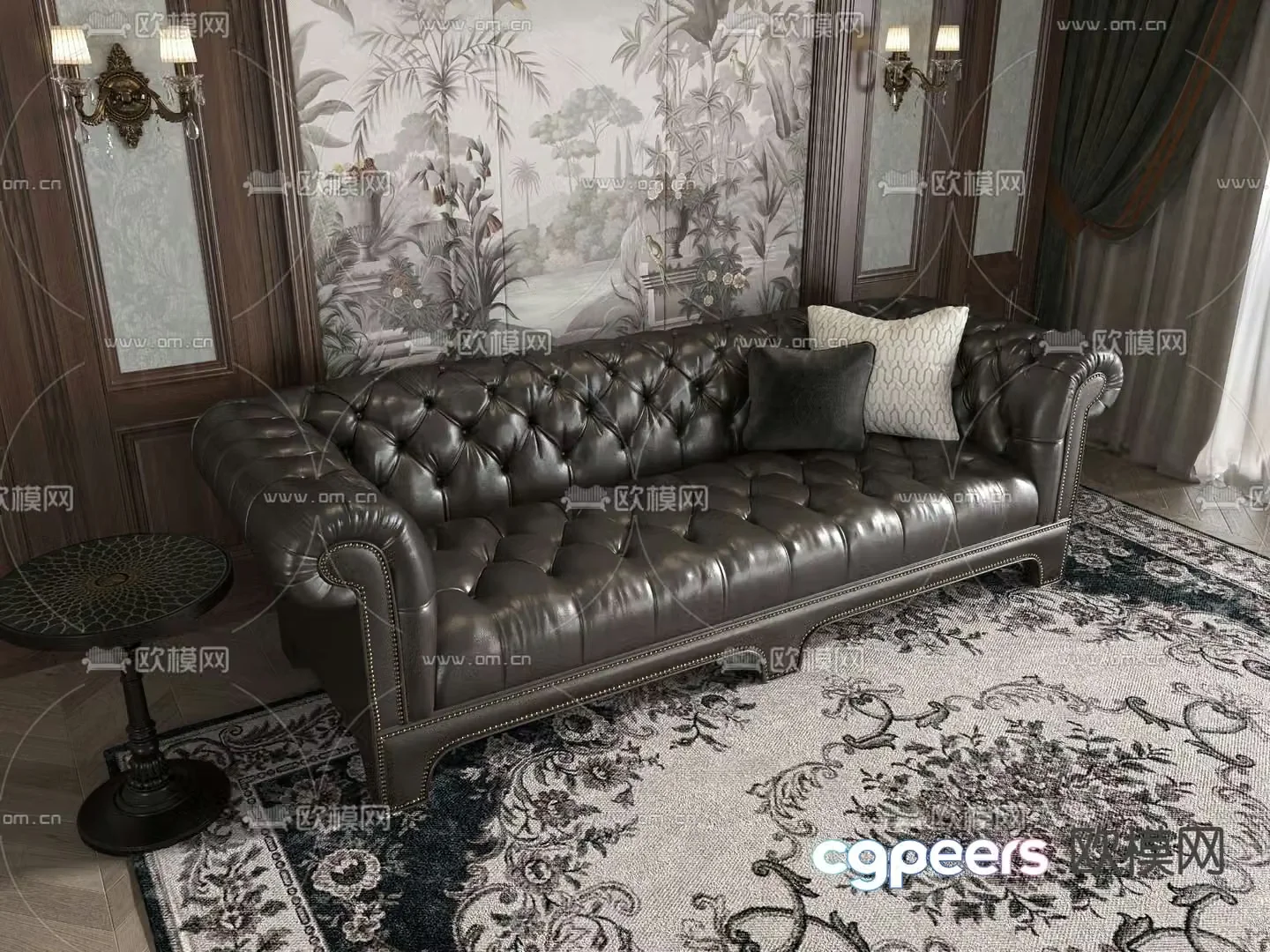 leather sofa loveseat 3d model