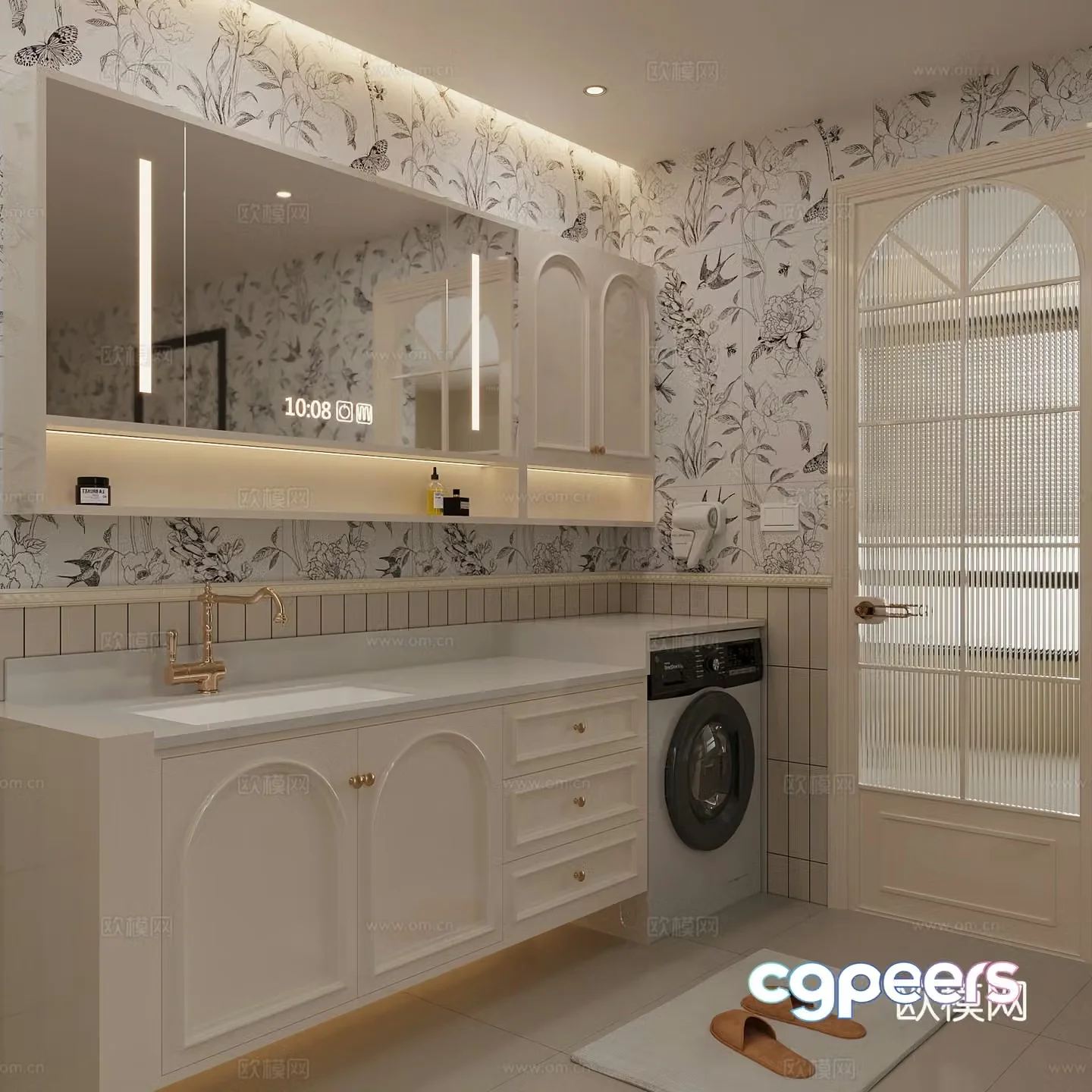 French bathroom dry area bathroom cabinet bathroom 3D model