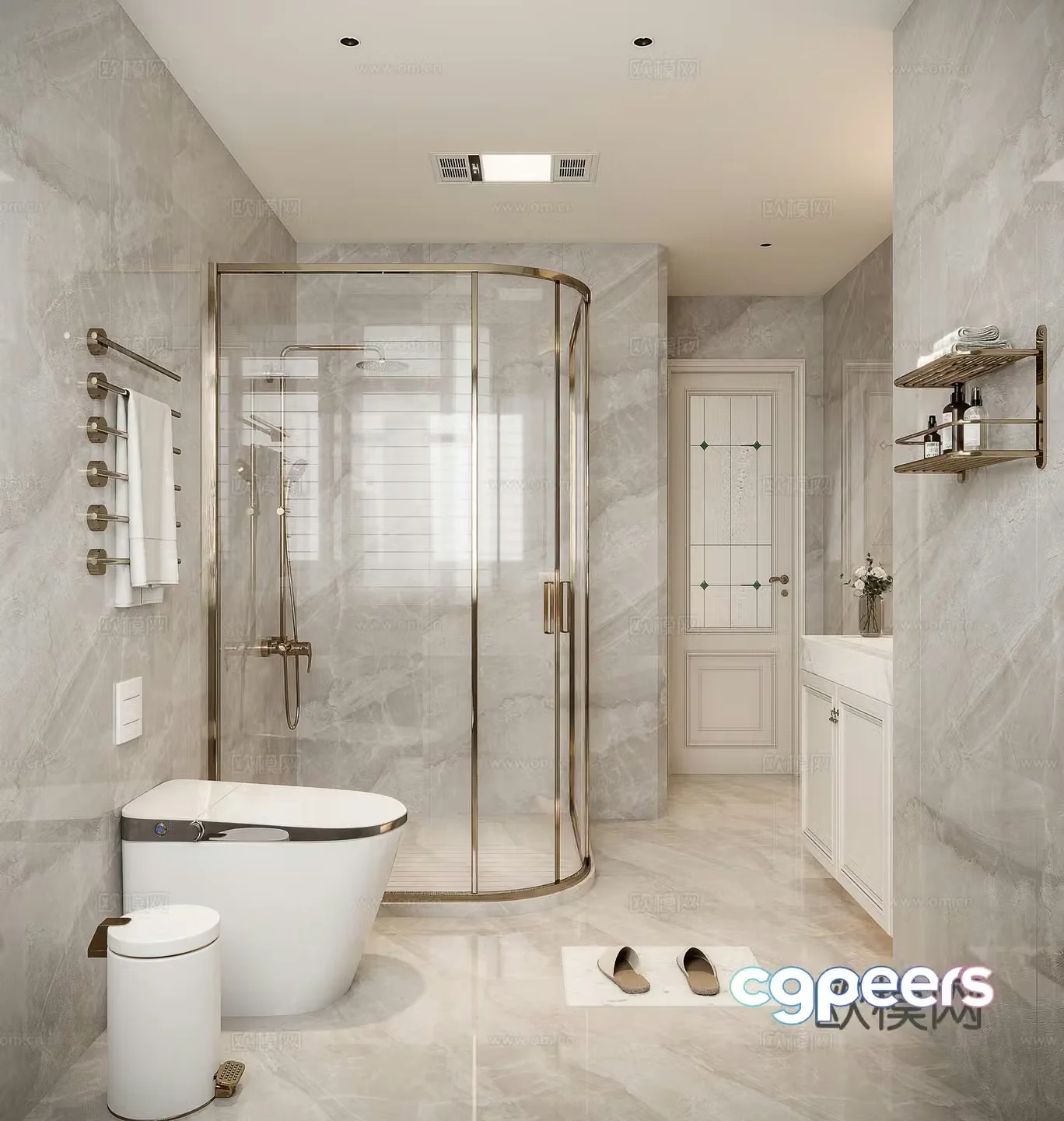 Modern bathroom toilet bathroom cabinet 3d model