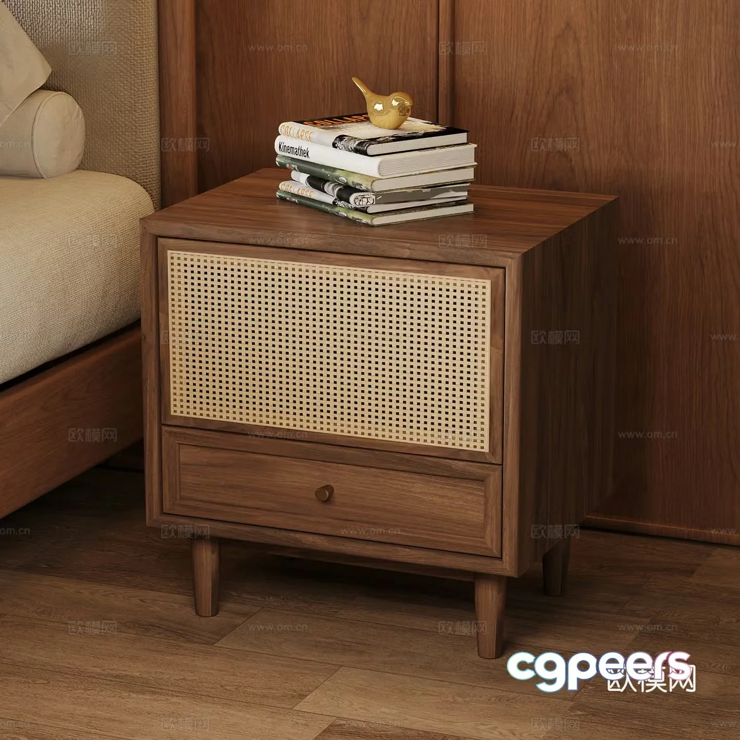 Wasabi Middle-aged Bedside Table French Table Lamp 3D Model