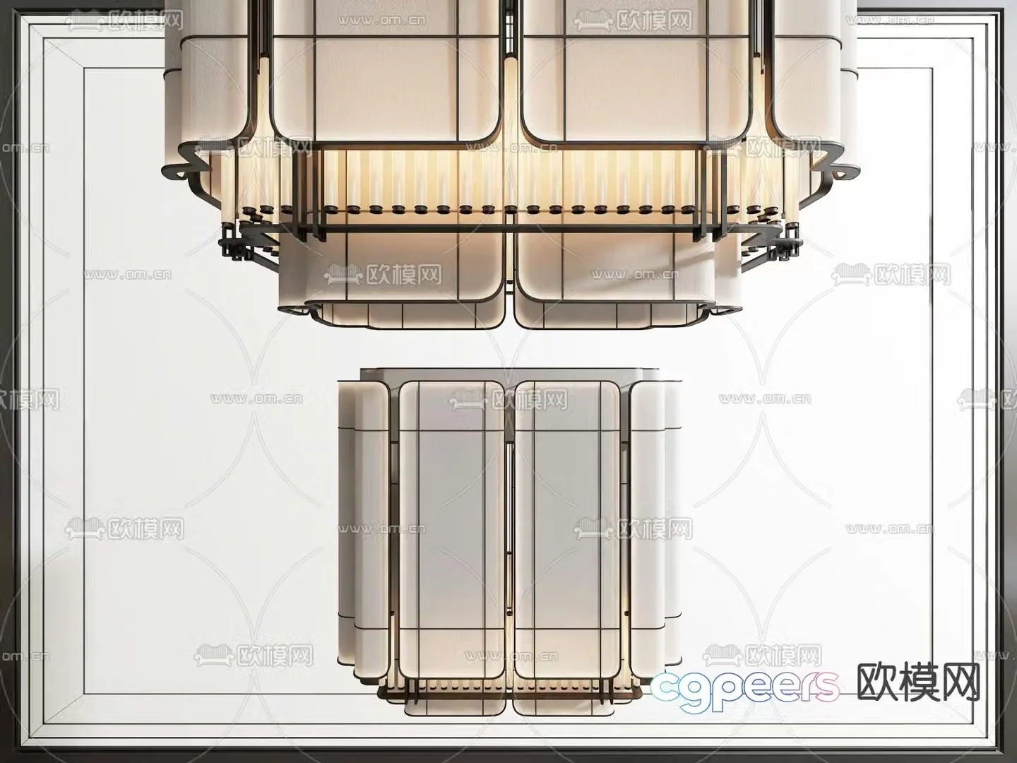 New Chinese style chandelier large decorative lamp 3d model