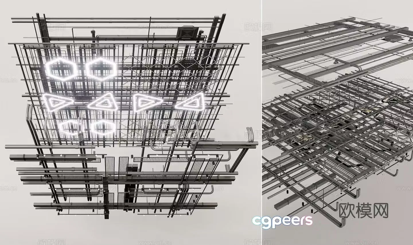 Industrial ceiling Office industrial pipeline parts Industrial pipeline parts ceiling Fan coil 3D model