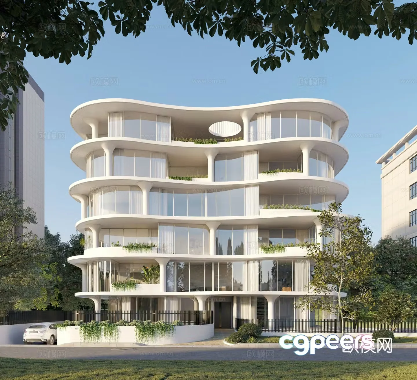 High-rise residential exterior 3D model