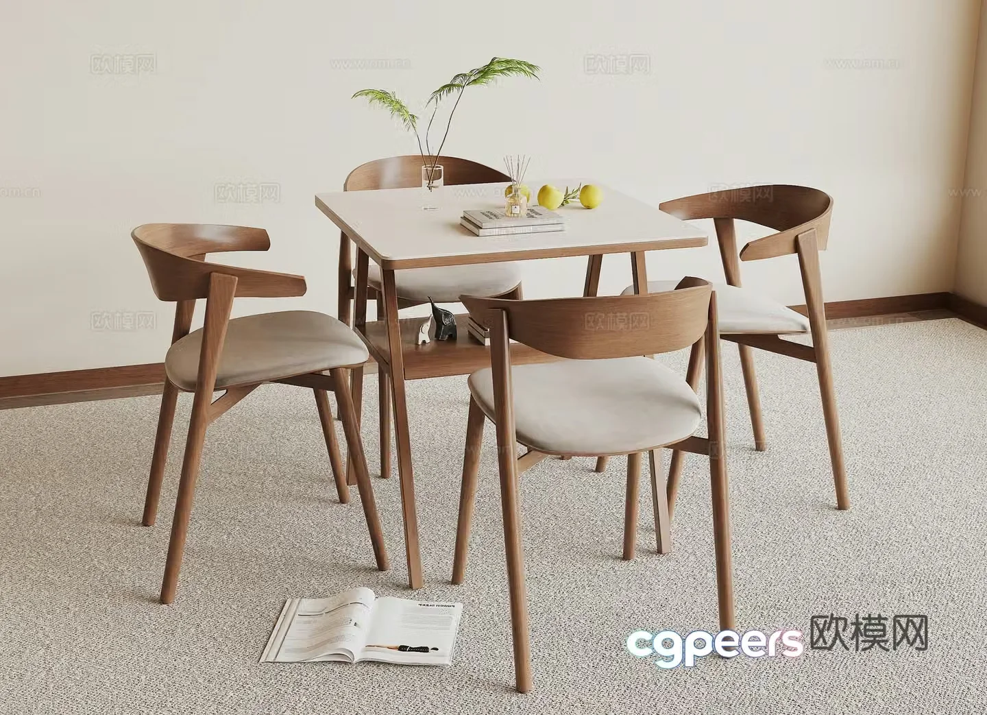 Modern casual table and chair 3d model