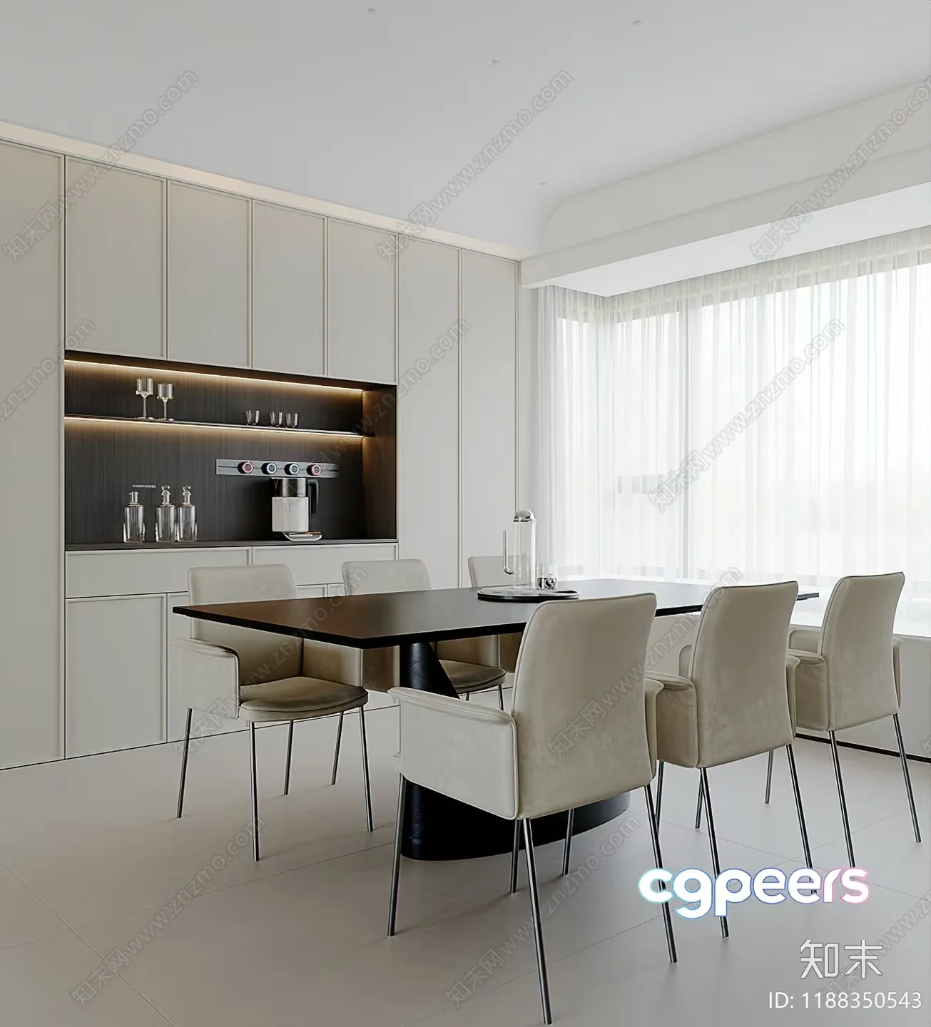 Modern Dining Room 3D Model – 4362 – VRAY Render