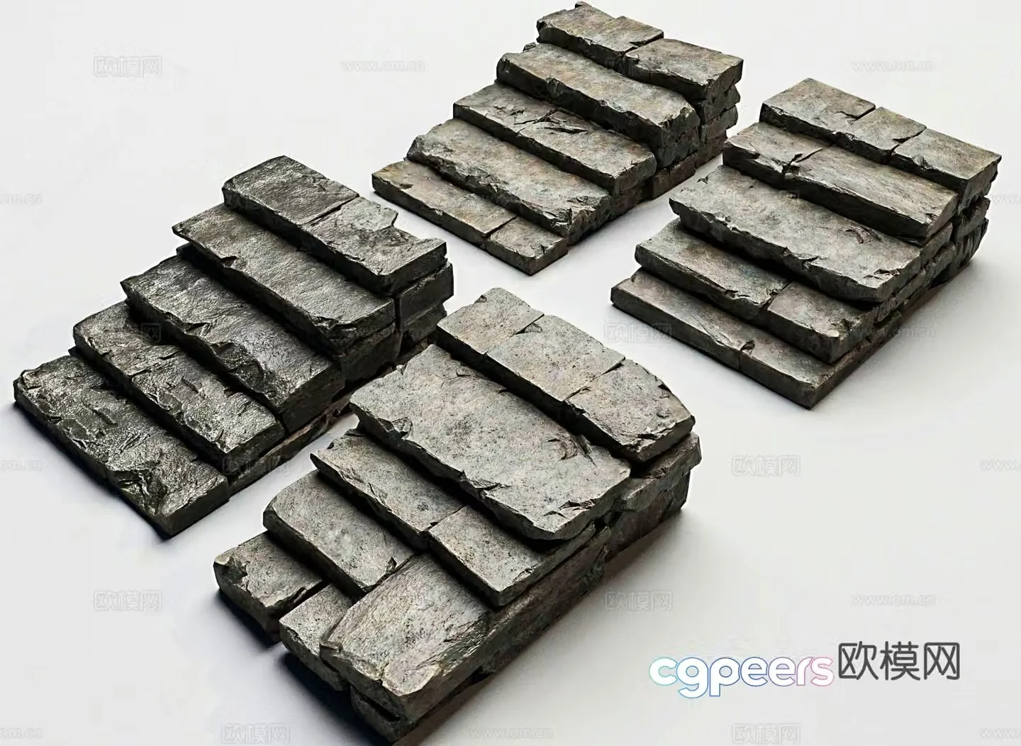 Modern stairs landscape stone steps landscape steps stone slab steps 3d model