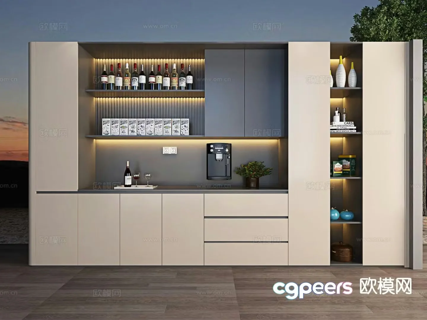 Modern wine cabinet sideboard 3d model