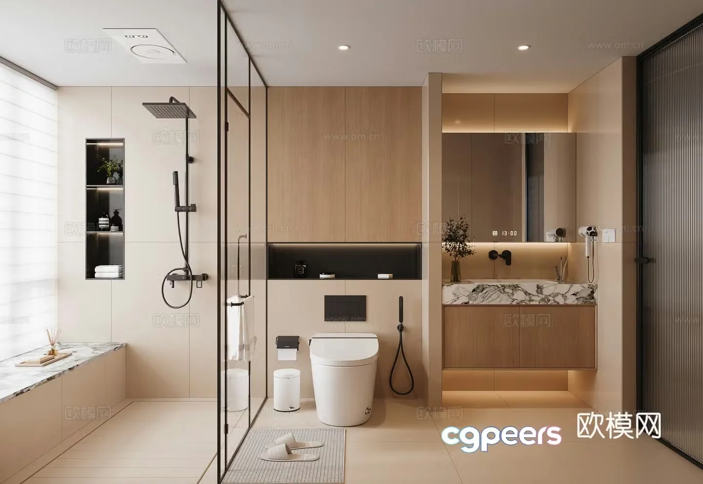 Modern bathroom smart toilet shower partition bathroom heater shower 3d model