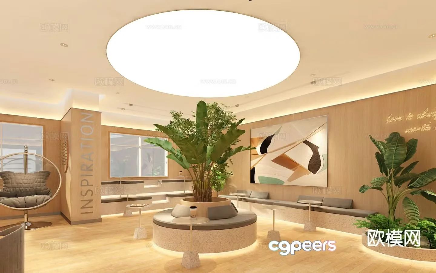 Cream style beauty salon rest area 3D model