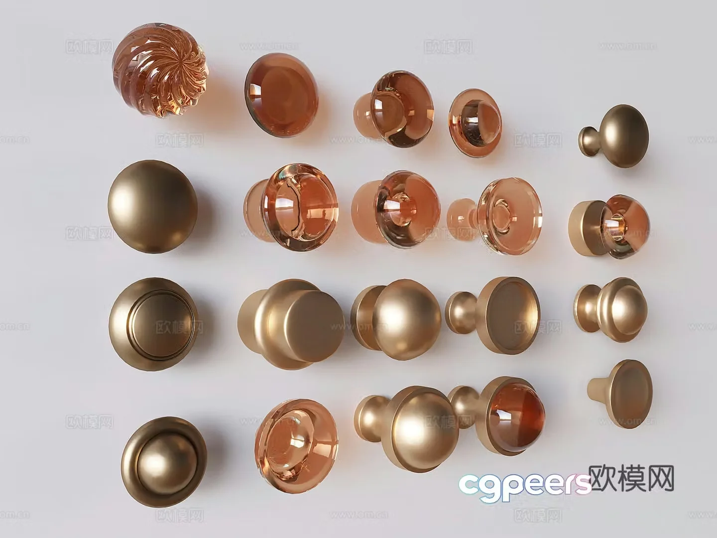 Champagne gold door handle cabinet door handle drawer handle 3d model