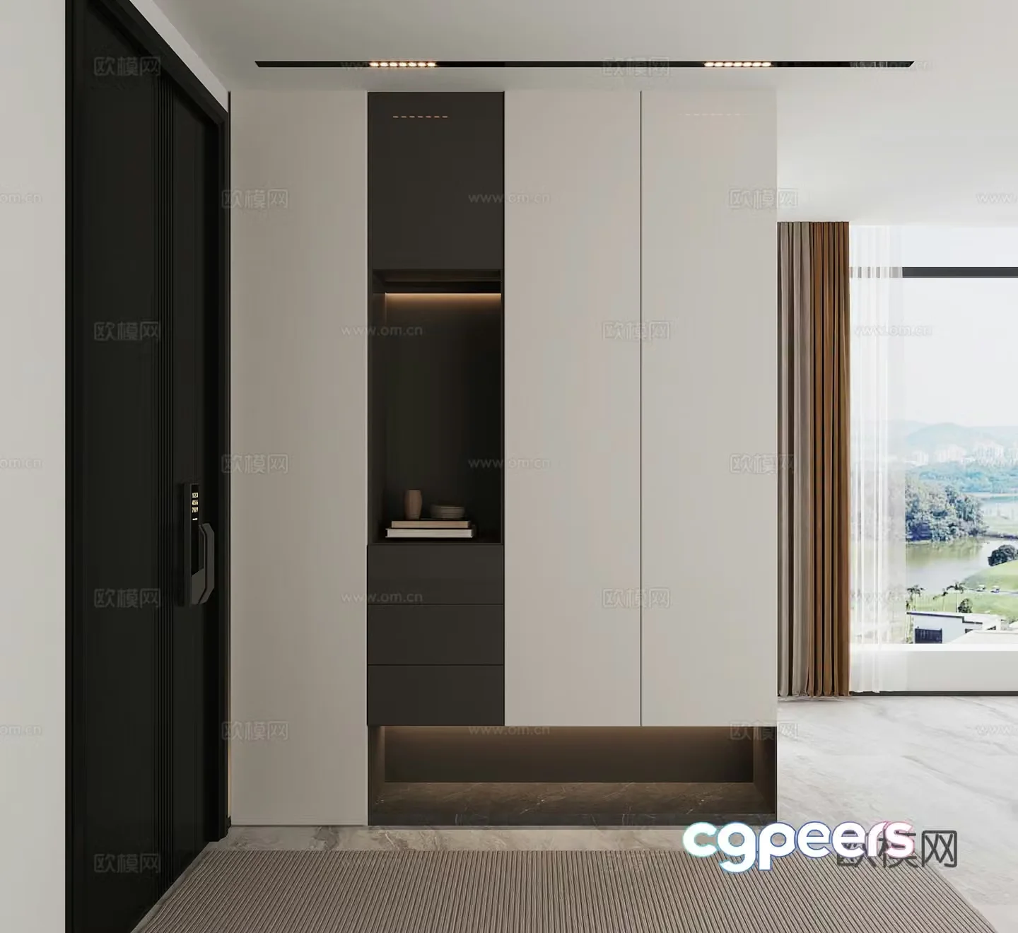 Modern door entrance shoe cabinet 3D model
