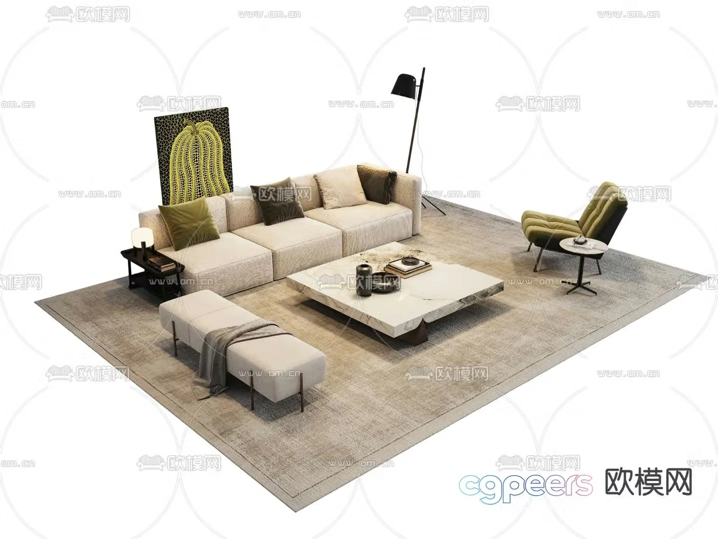 Italian sectional sofa 3d model