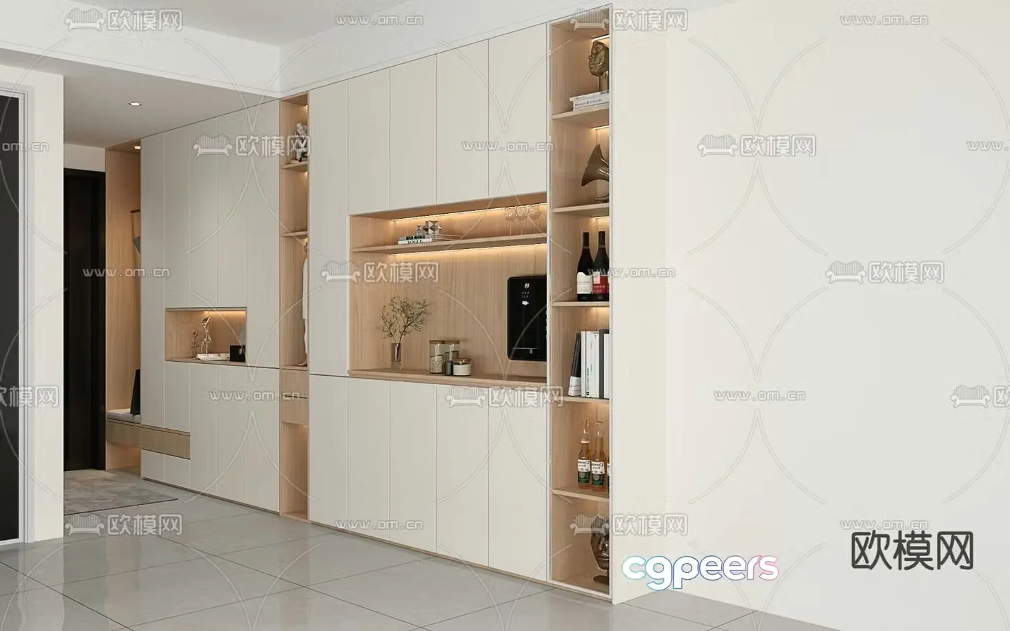 Log style shoe cabinet sideboard 3D model