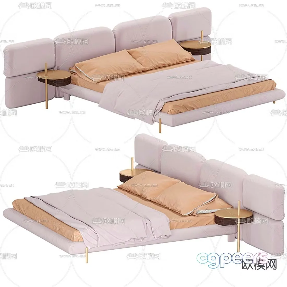 BAXTER fabric double bed 3d model