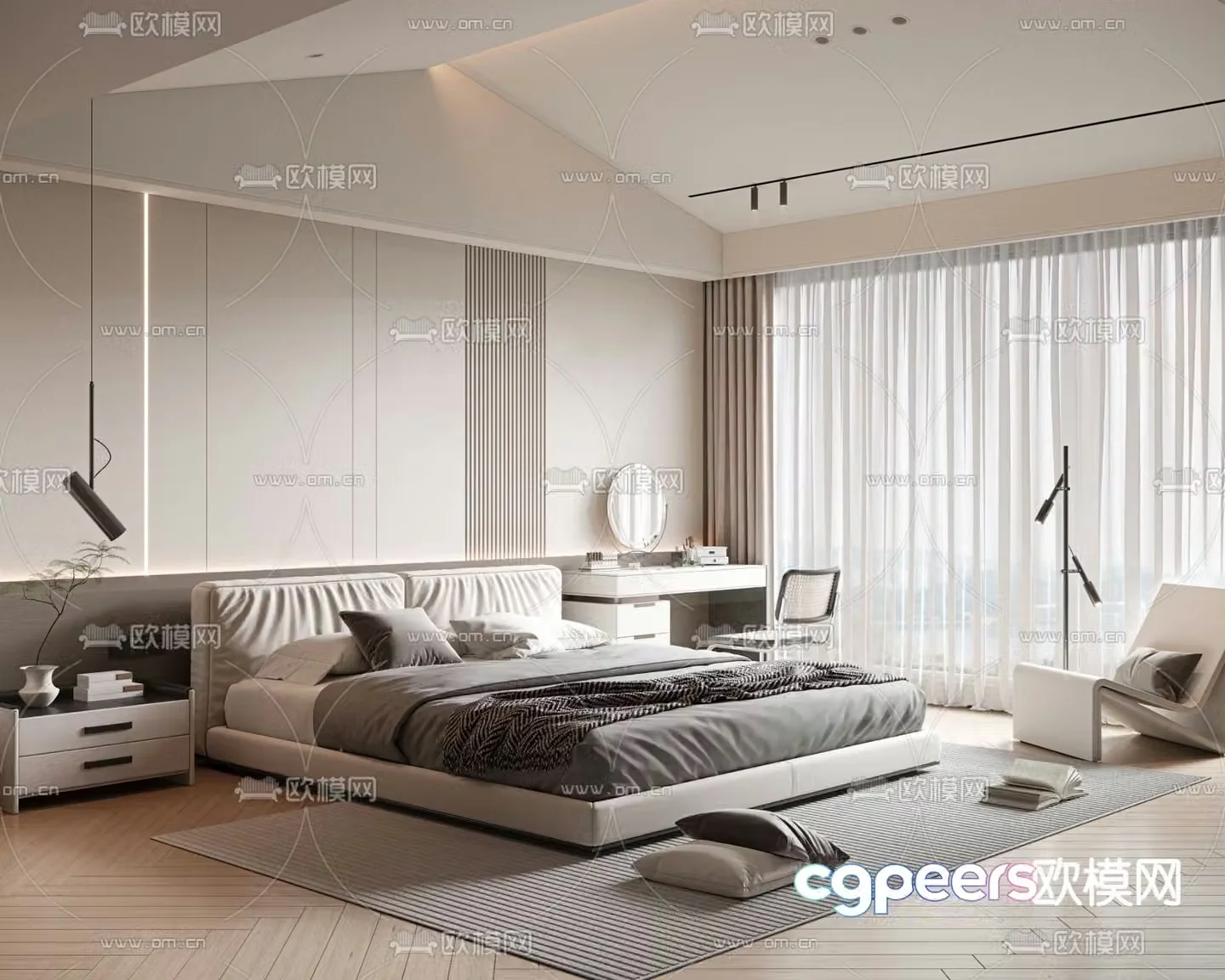 Modern double bed 3d model